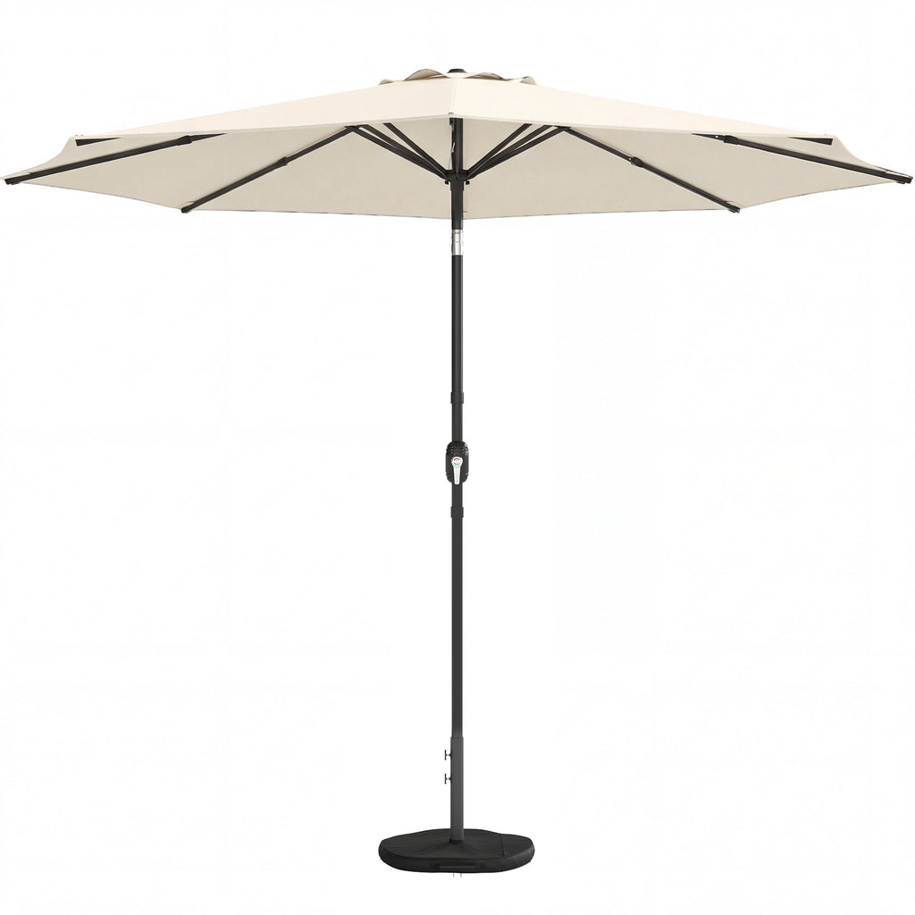 2.7 m Garden Parasol with Cross Base, Sandbag and Tilt, Cream White