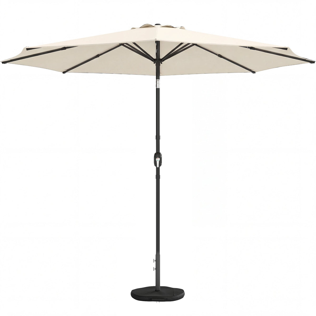 2.7 m Garden Parasol with Cross Base, Sandbag and Tilt, Cream White