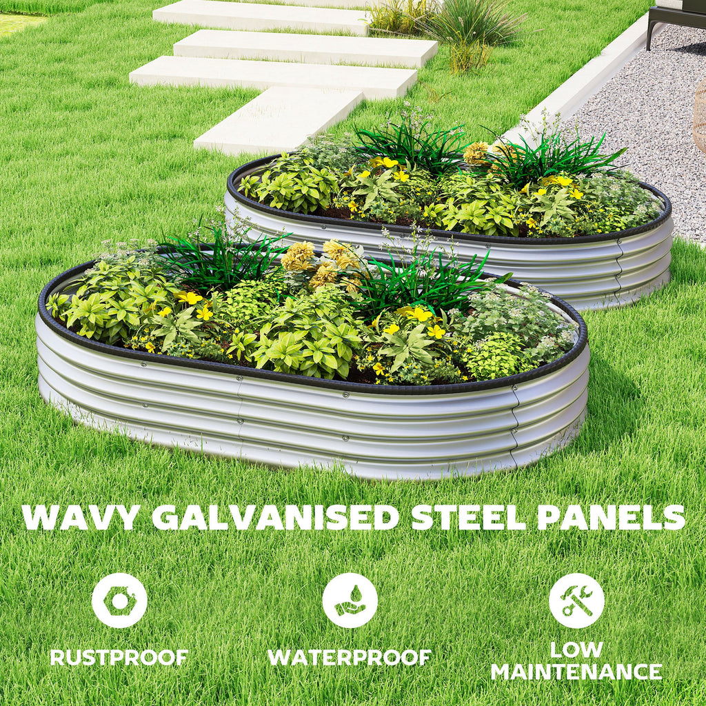 2pcs 5 x 3 x 1 ft Galvanized Raised Garden Beds, Silver