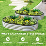 2pcs 5 x 3 x 1 ft Galvanized Raised Garden Beds, Silver