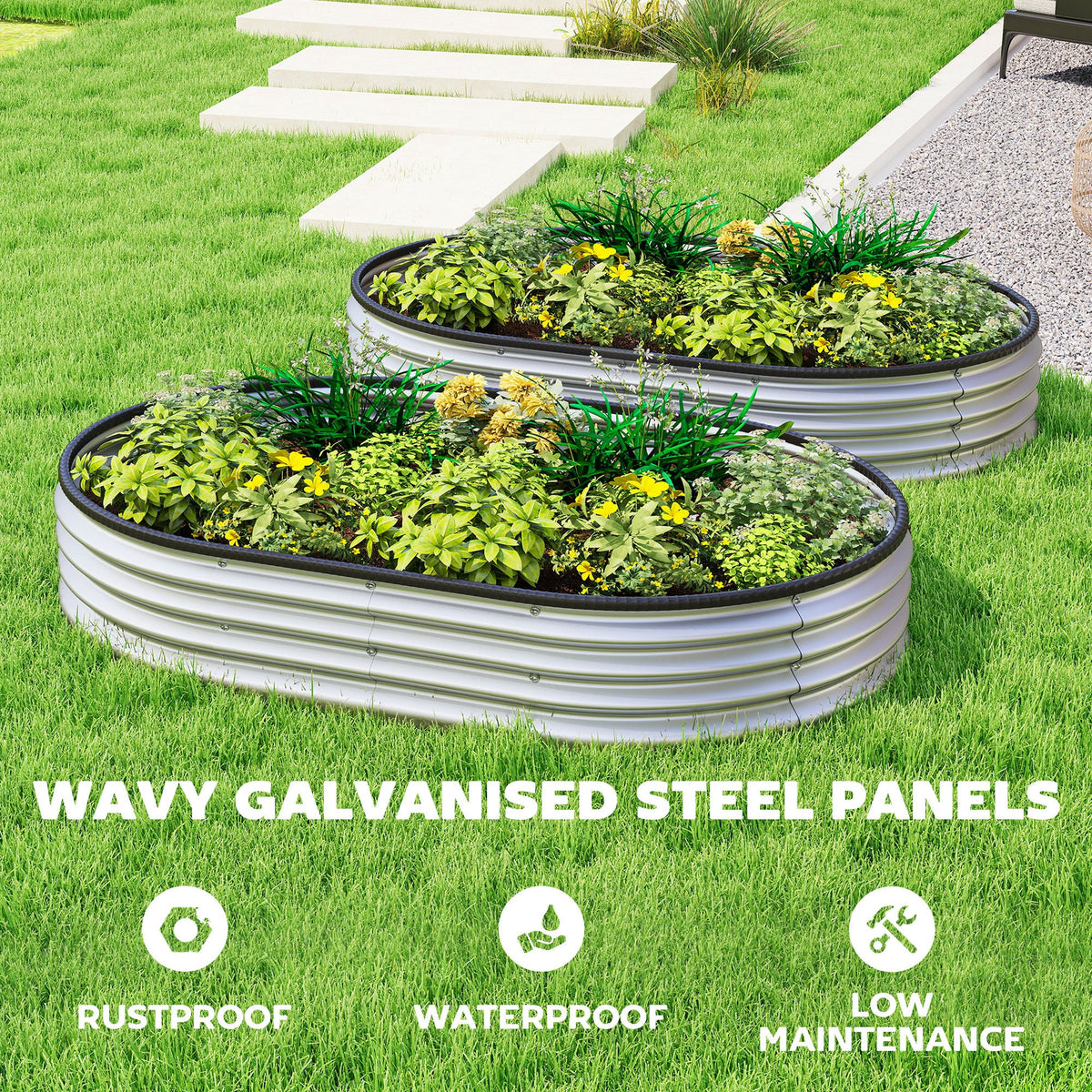 2pcs 5 x 3 x 1 ft Galvanized Raised Garden Beds, Silver