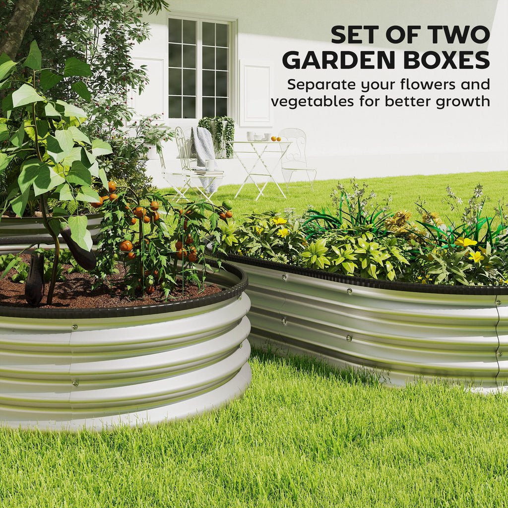 2pcs 5 x 3 x 1 ft Galvanized Raised Garden Beds, Silver