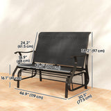 2-Person Patio Glider Chair with Mesh Seat and Backrest, Black