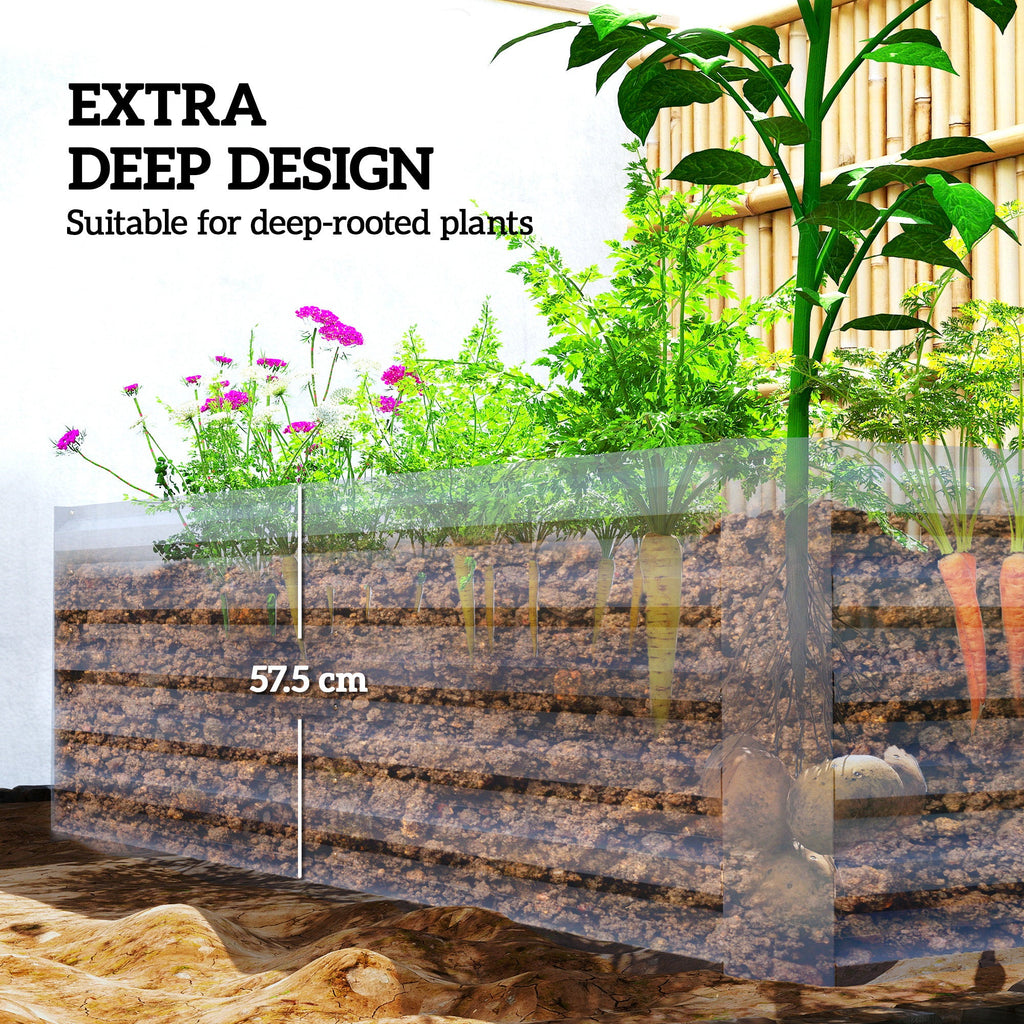 6' x 3' x 2' Galvanized Raised Garden Bed for Vegetables, Light Grey