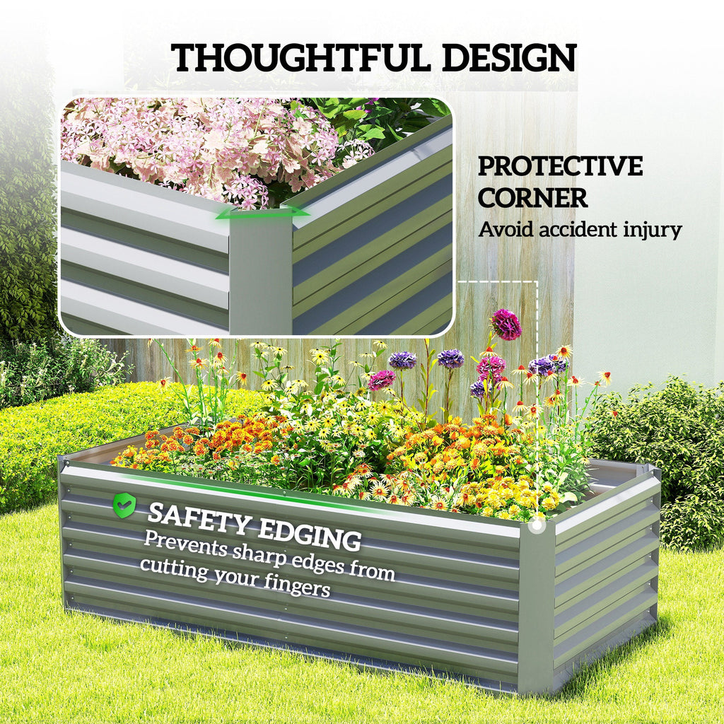 6' x 3' x 2' Galvanized Raised Garden Bed for Vegetables, Light Grey