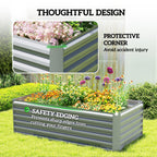 6' x 3' x 2' Galvanized Raised Garden Bed for Vegetables, Light Grey