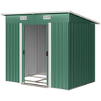 7' x 4' Outdoor Storage Shed with Lockable Double Doors, Green