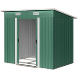 7' x 4' Outdoor Storage Shed with Lockable Double Doors, Green