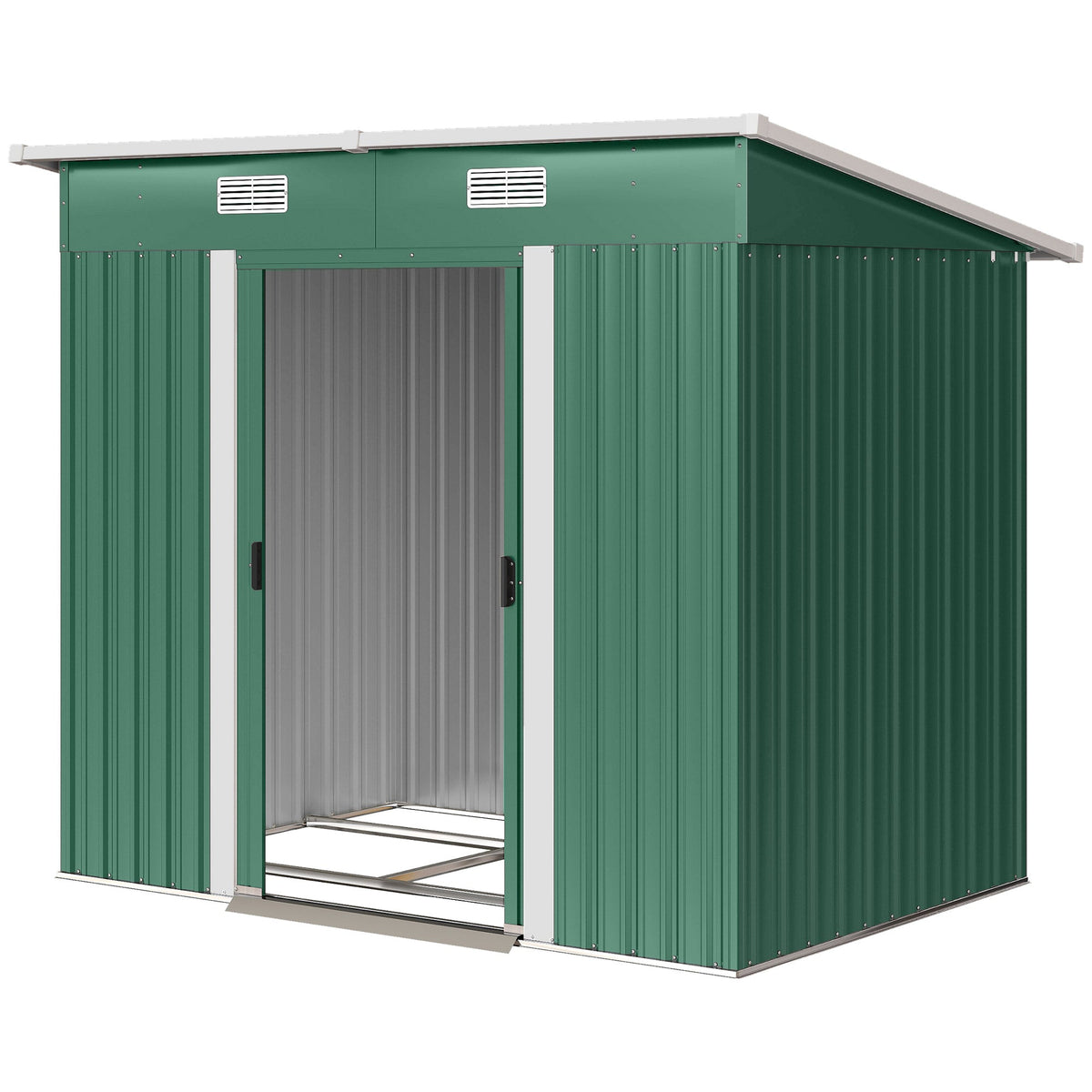 7' x 4' Outdoor Storage Shed with Lockable Double Doors, Green