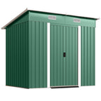 7' x 4' Outdoor Storage Shed with Lockable Double Doors, Green