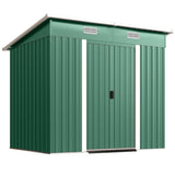 7' x 4' Outdoor Storage Shed with Lockable Double Doors, Green