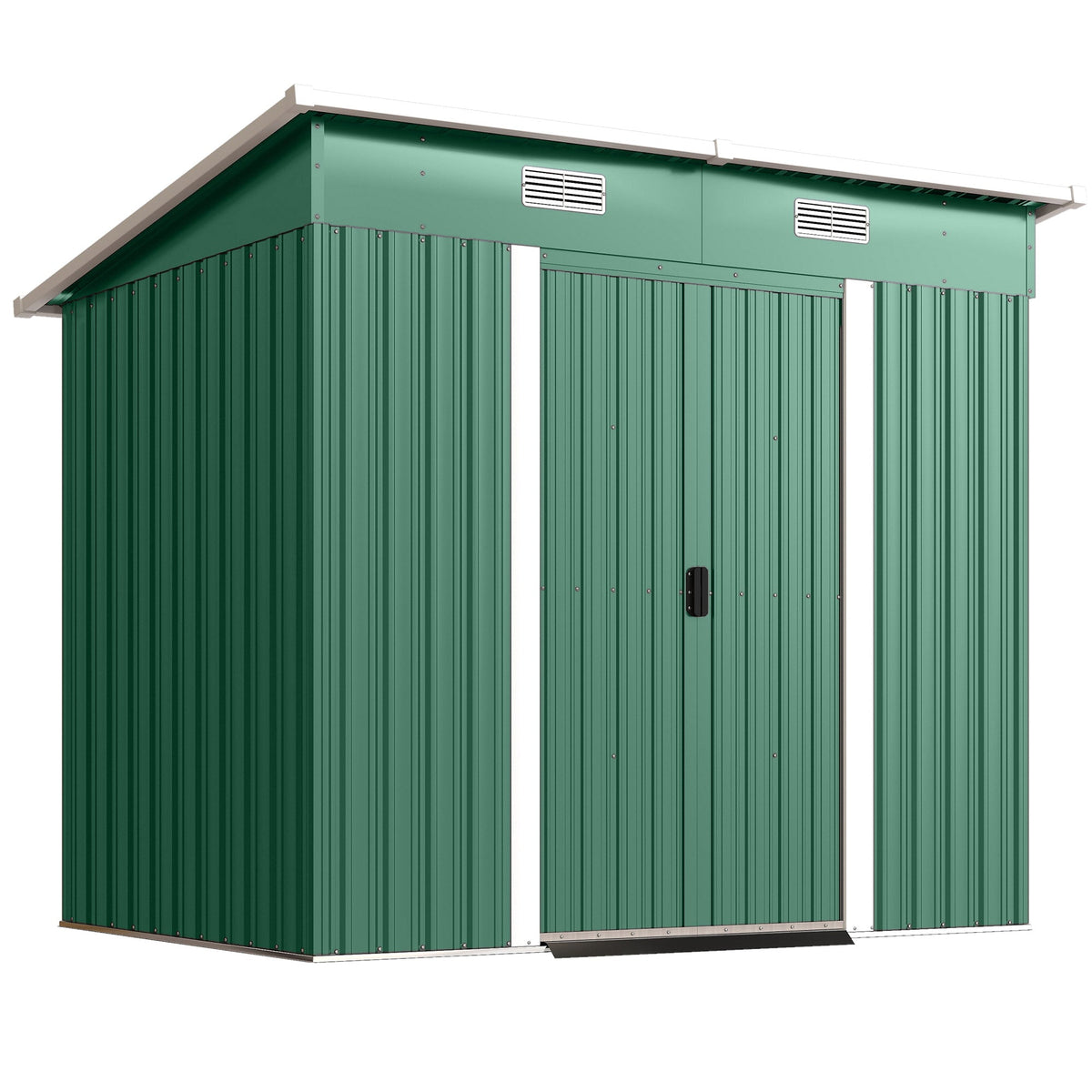 7' x 4' Outdoor Storage Shed with Lockable Double Doors, Green