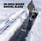 Snow Pusher with Wheels, 5-Level Handle & 7-Angle Blade, 29" x 18" Yellow