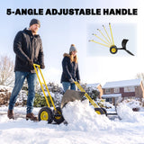 Snow Pusher with Wheels, 5-Level Handle & 7-Angle Blade, 29" x 18" Yellow