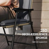 Set of 2 High Back Patio Chair Cushions with Ties, Dark Grey