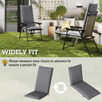 Set of 2 High Back Patio Chair Cushions with Ties, Dark Grey