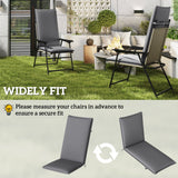 Set of 2 High Back Patio Chair Cushions with Ties, Dark Grey