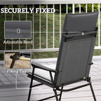 Set of 2 High Back Patio Chair Cushions with Ties, Dark Grey