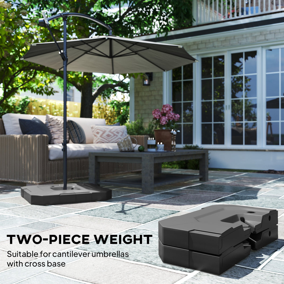 2-Piece Cantilever Umbrella Base Weight Set, 231 lb, Black