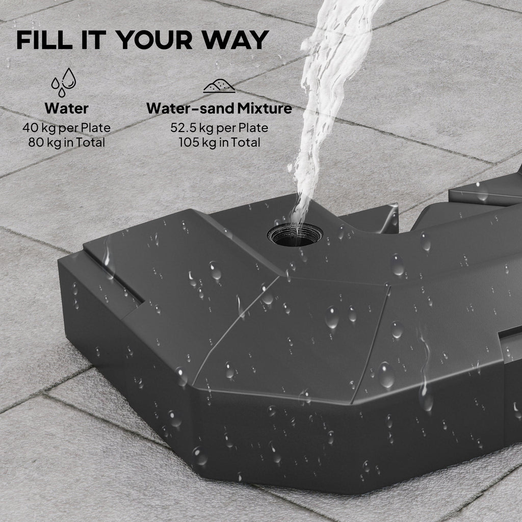 2-Piece Cantilever Umbrella Base Weight Set, 231 lb, Black
