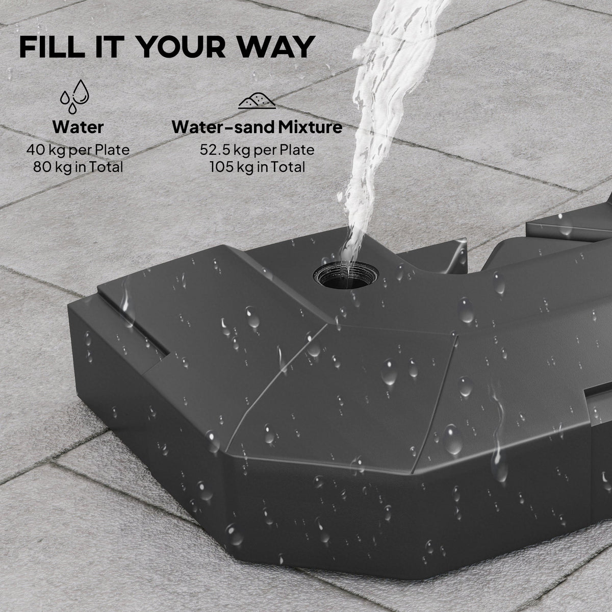 2-Piece Cantilever Umbrella Base Weight Set, 231 lb, Black