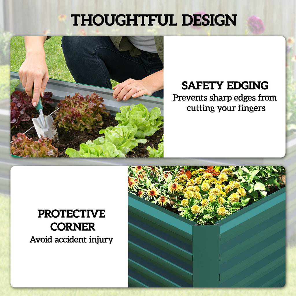 6' x 3' x 2' Galvanized Raised Garden Bed for Vegetables, Dark Green
