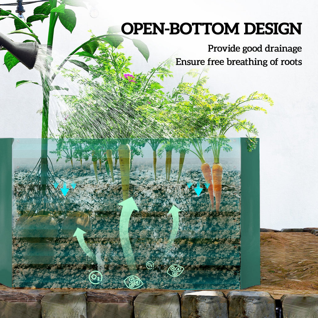 6' x 3' x 2' Galvanized Raised Garden Bed for Vegetables, Dark Green