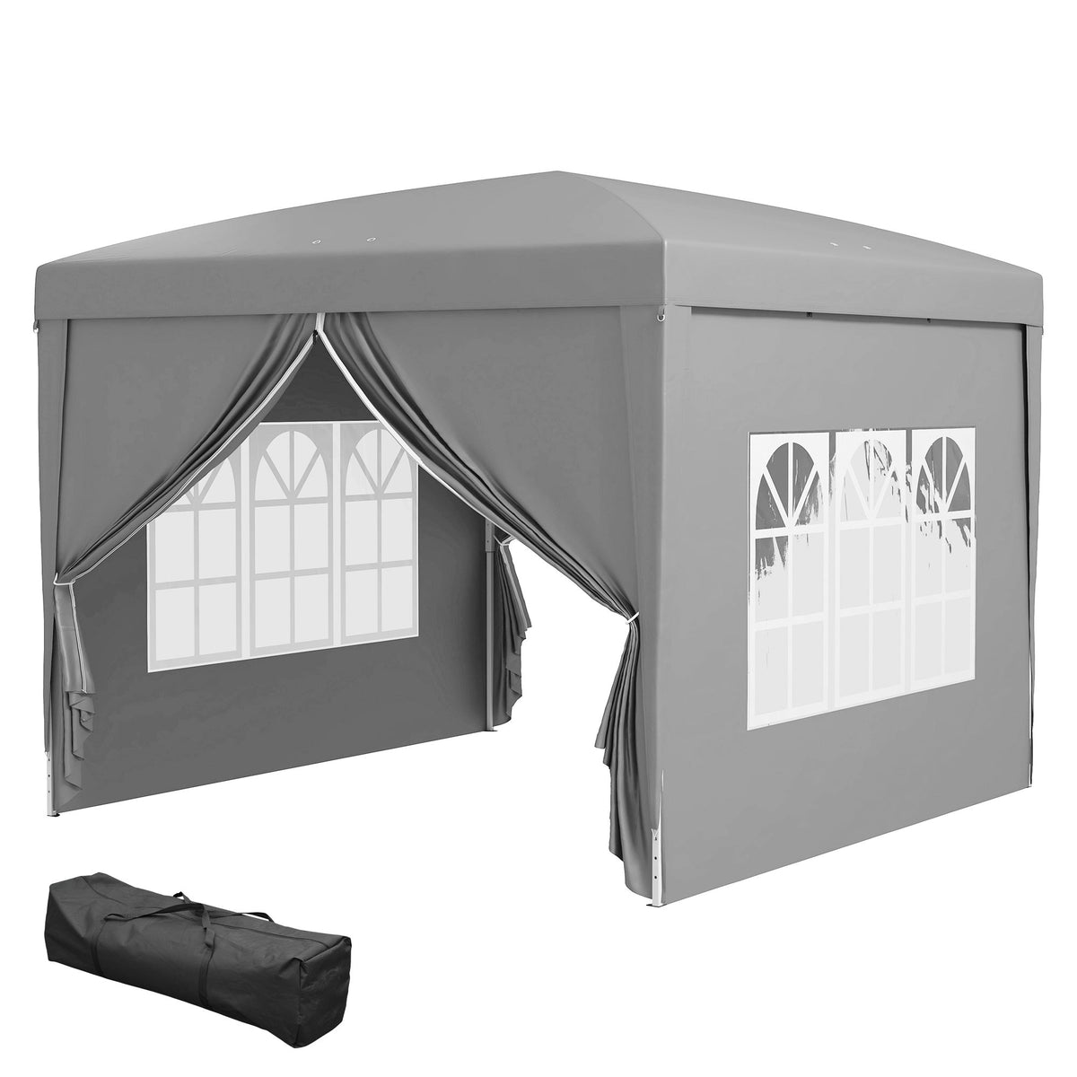 10' x 10' Outdoor Pop-Up Party Tent with Carry Bag, Light Grey