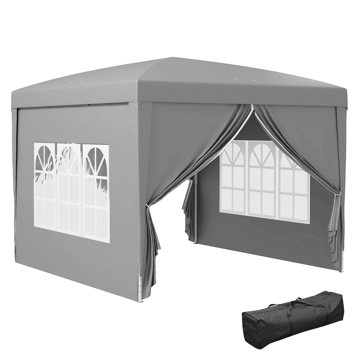10' x 10' Outdoor Pop-Up Party Tent with Carry Bag, Light Grey
