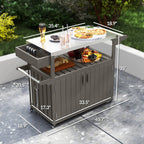 Outdoor Bar Cart with Storage Cabinet, Dark Gray