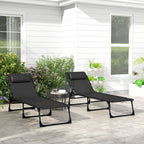 2-Piece Folding Chaise Lounge Set for Poolside or Beach, Black