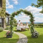 7.3ft Garden Arch with 2 Planter Boxes for Climbing Plants, Black