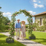 7.3ft Garden Arch with 2 Planter Boxes for Climbing Plants, Black