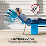 Folding Lounge Chair with Face Hole, Side Pocket and Strap, Blue
