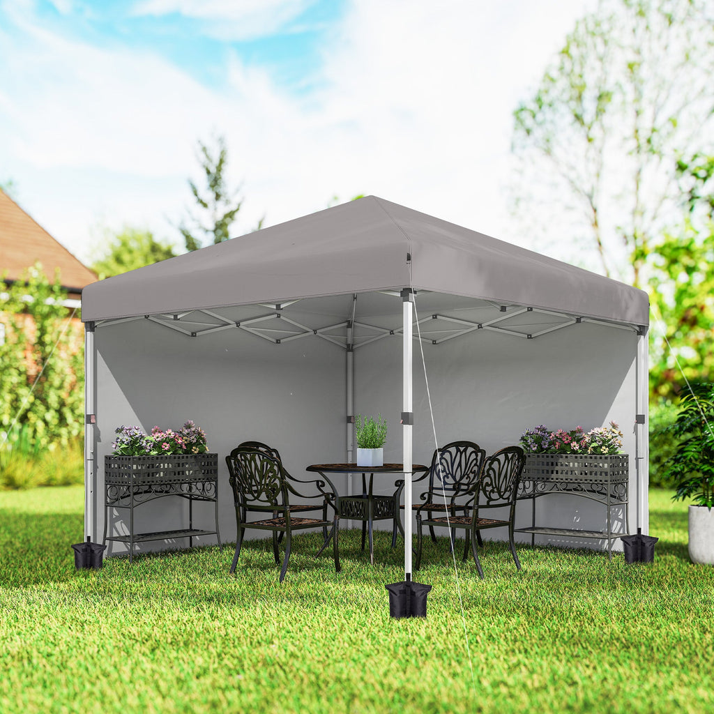 10' x 10' Pop Up Canopy Tent with Sidewalls and Roller Bag, Light Grey