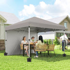 10' x 10' Pop Up Canopy Tent with Sidewalls and Roller Bag, Light Grey