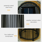 24" Wicker Solar Floor Lamp with Auto On/Off LED Lights, Black