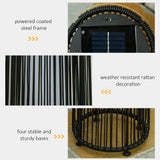 24" Wicker Solar Floor Lamp with Auto On/Off LED Lights, Black