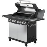 6+1 Burner Gas BBQ Grill with Cabinet and Viewing Window, Silver Tone