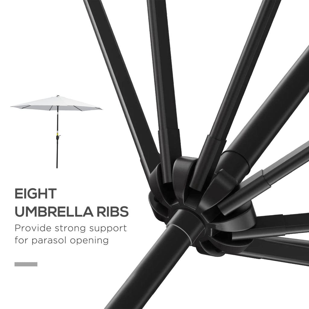 10' x 8' Round Market Umbrella with Crank and Tilt, White