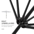 10' x 8' Round Market Umbrella with Crank and Tilt, White