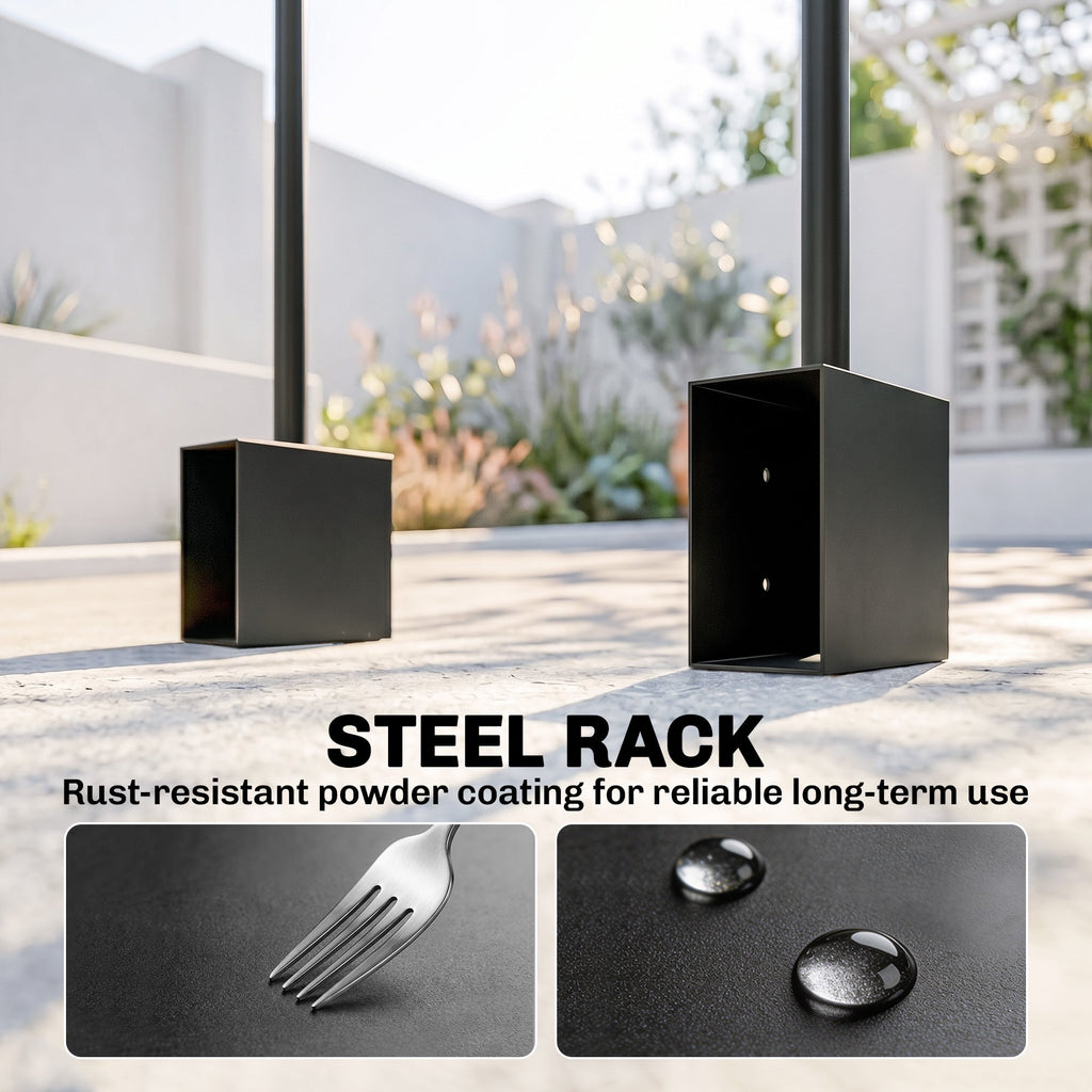 Heavy-Duty Steel DIY Firewood Rack with Customizable Width for Indoor & Outdoor Log Storage, Black
