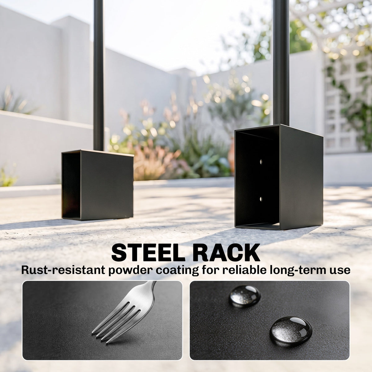 Heavy-Duty Steel DIY Firewood Rack with Customizable Width for Indoor & Outdoor Log Storage, Black