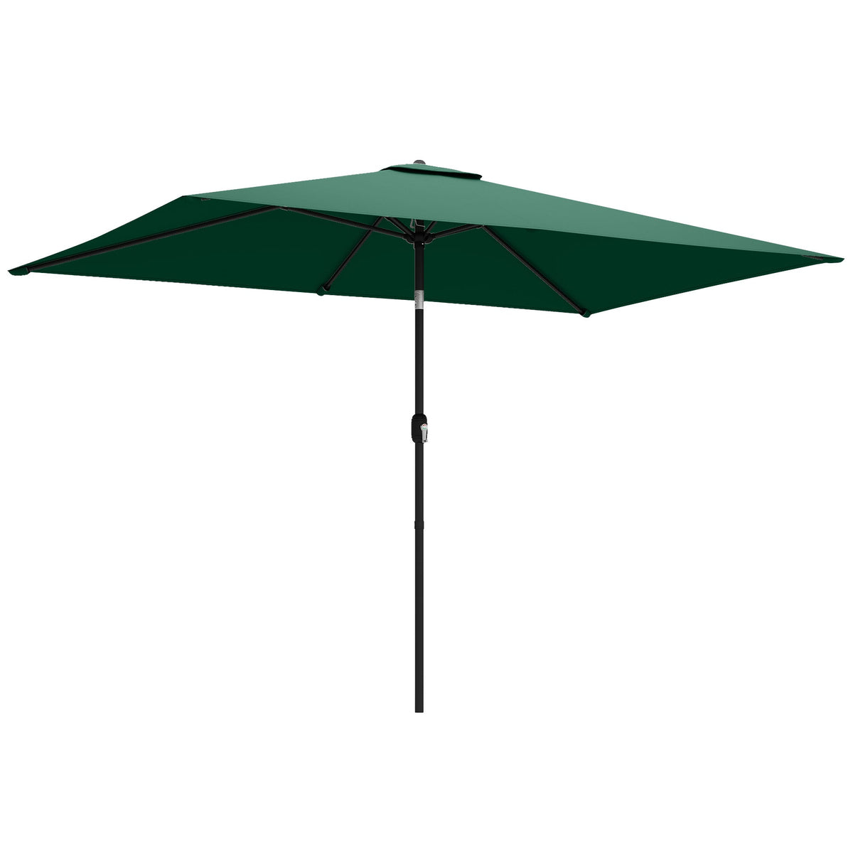 3 x 2 m Garden Parasol with Crank Handle and Tilt Function, Green