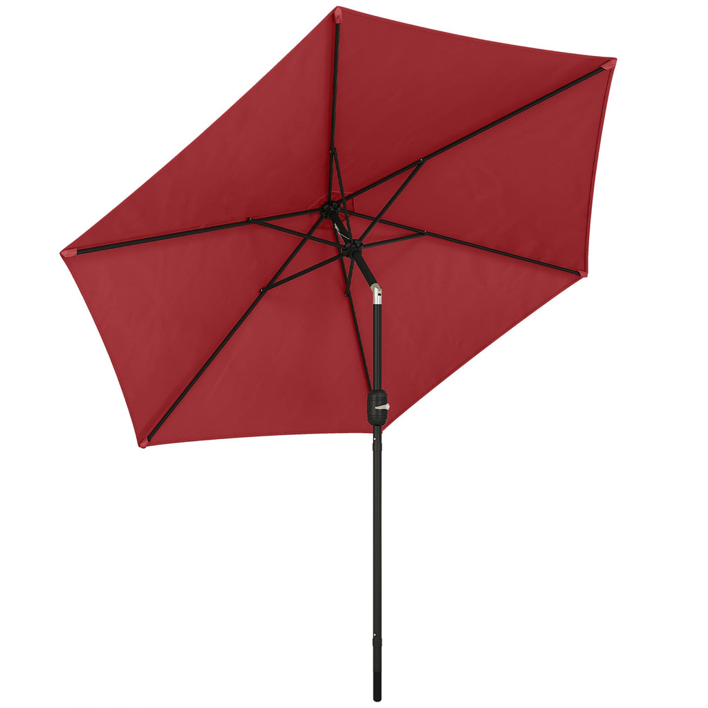 2.6 m Garden Parasol with Tilt, Crank, Vent & Aluminium Pole, Wine Red