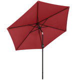2.6 m Garden Parasol with Tilt, Crank, Vent & Aluminium Pole, Wine Red