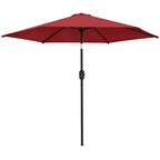 2.6 m Garden Parasol with Tilt, Crank, Vent & Aluminium Pole, Wine Red