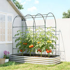 7 x 4 x 7ft Galvanized Raised Garden Bed with Arched Trellis, Silver