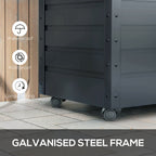 78 Gallon Galvanized Steel Deck Box with Wheels and Handles, Dark Grey