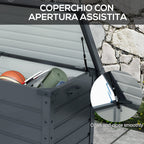 78 Gallon Galvanized Steel Deck Box with Wheels and Handles, Dark Grey